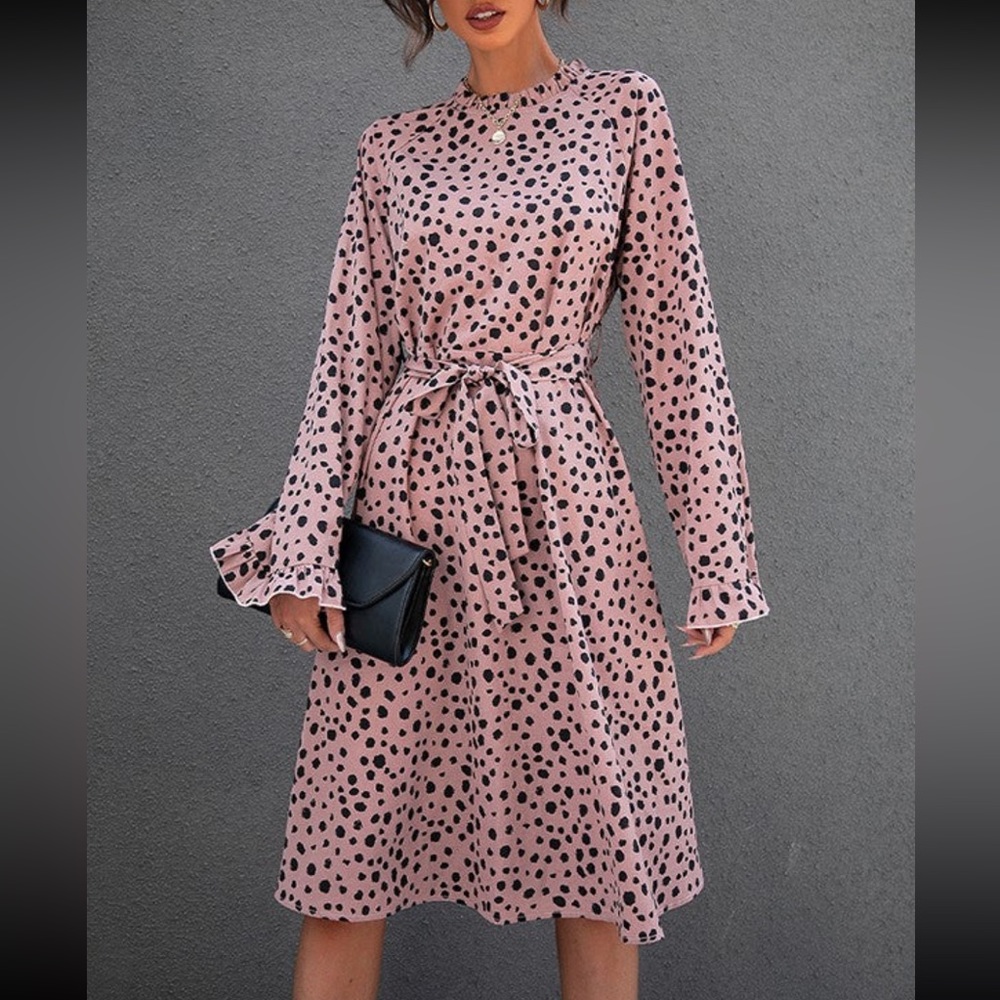 Long sleeve printed midi lightweight dress NWT
